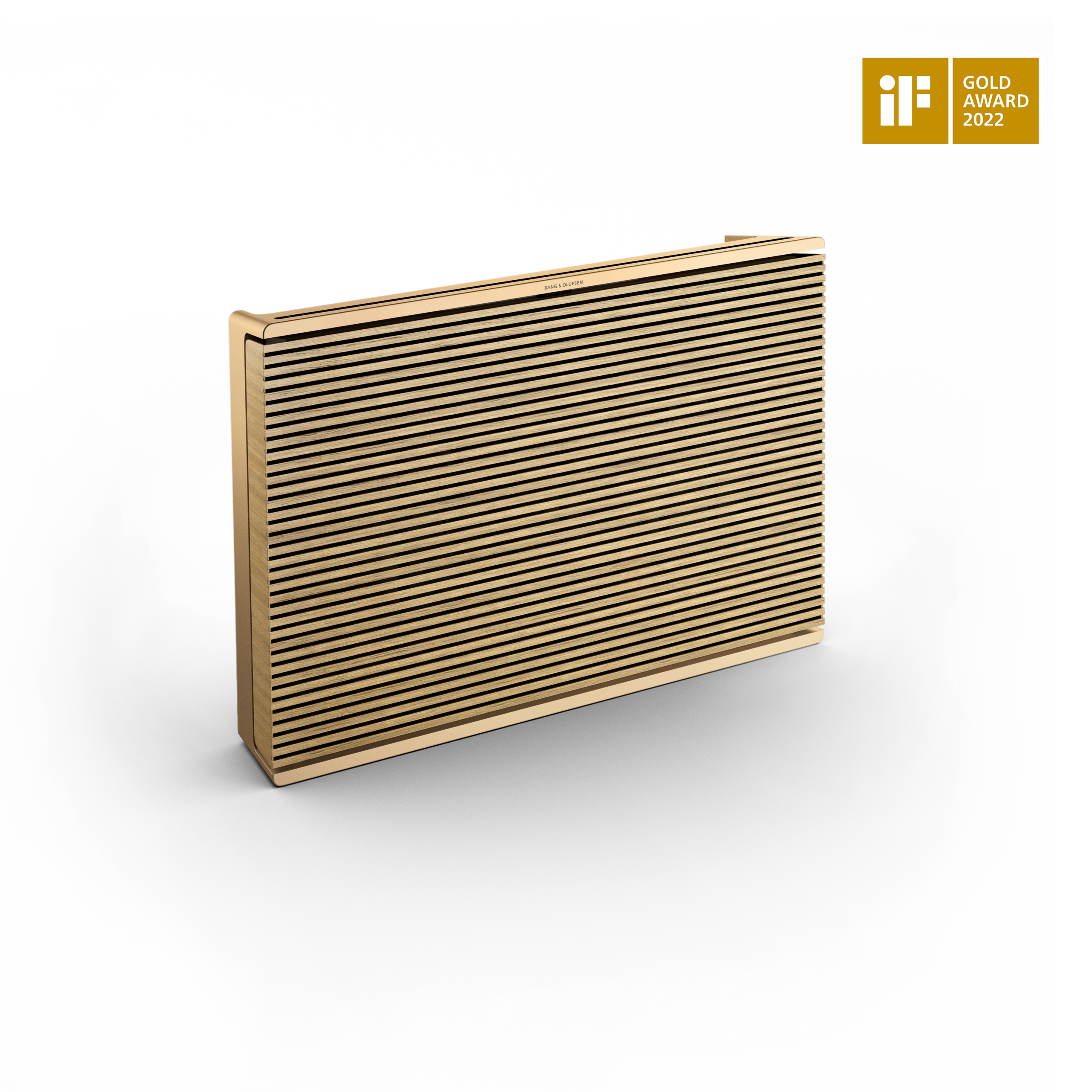 Beosound Level en finitions chêne clair et ton doré