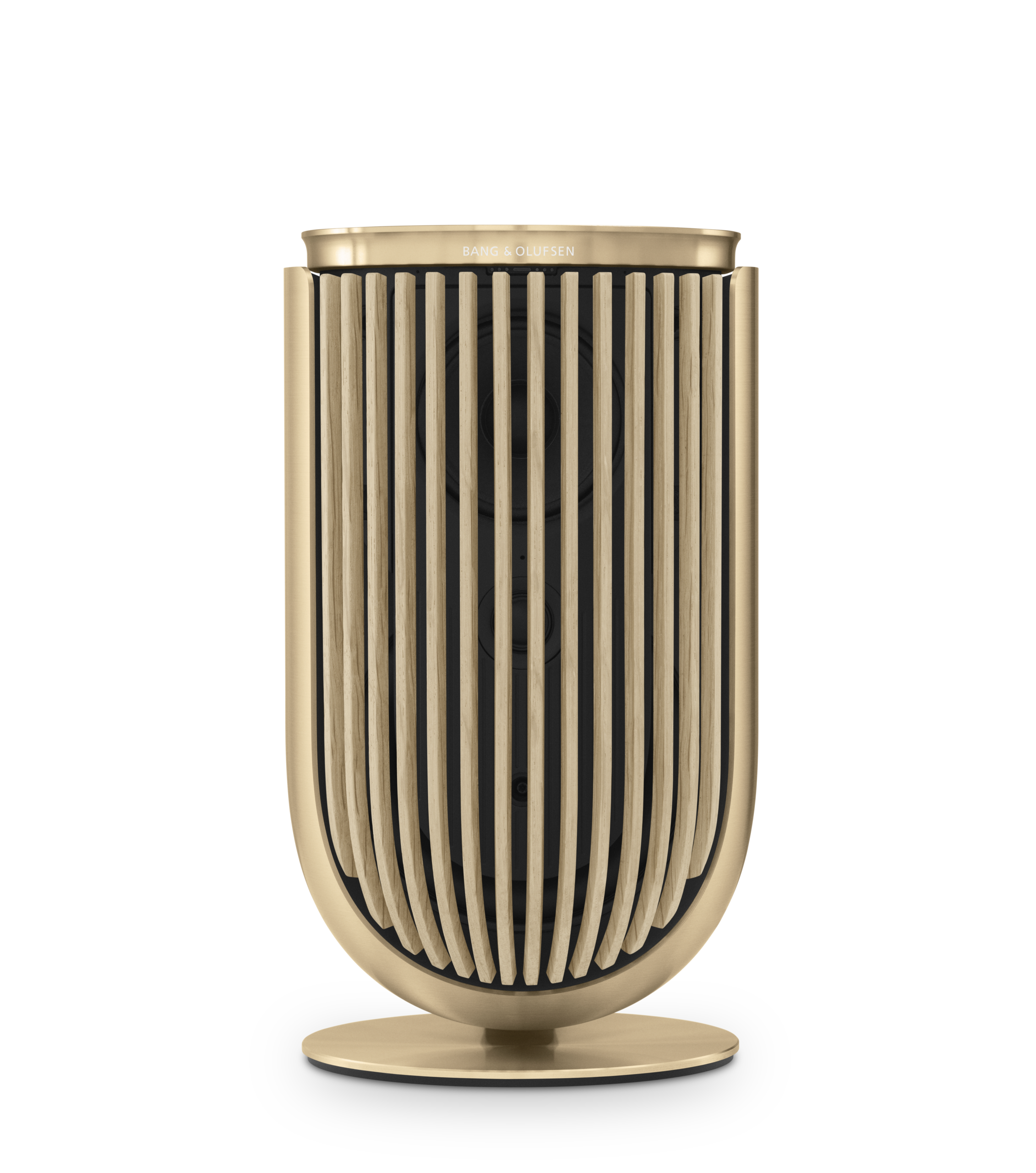 Découvrez Beolab 8 en ton doré support de table, enceinte sans fil Bang & Olufsen. Disponible chez Teleprince à Bruxelles, Malines et Liège. Design compact et son précis.