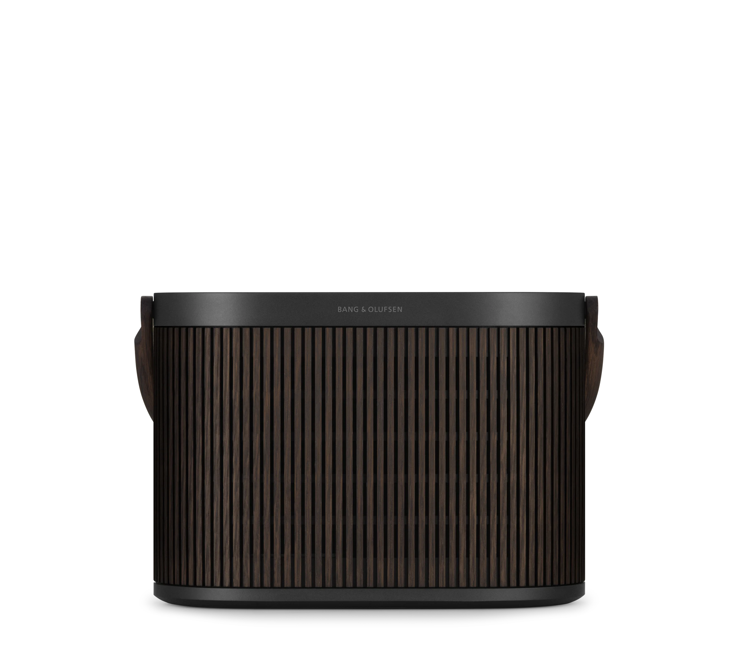 Beosound A5 noir anthracite avec façades chêne foncé