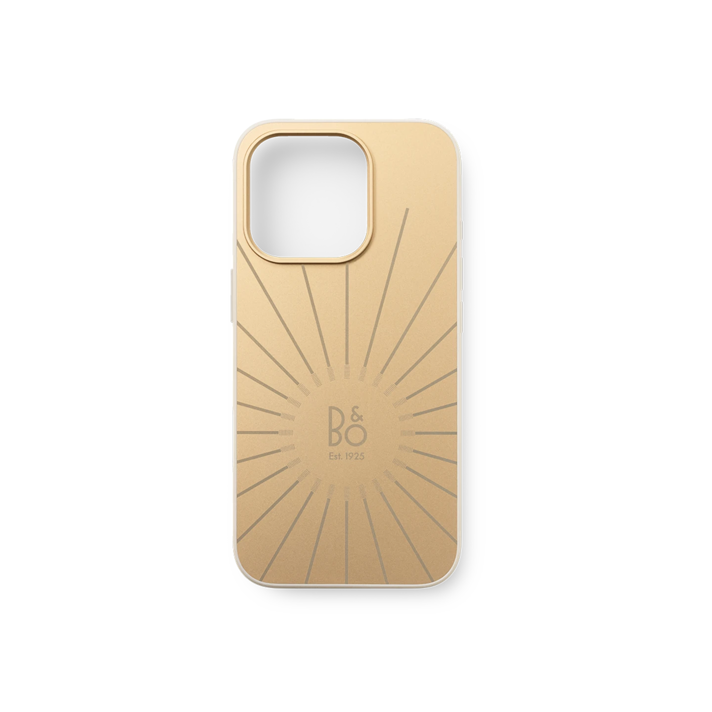 Coque iphone 16 pro et 16 prox max avec logo gravé B&O en aluminium gold tone